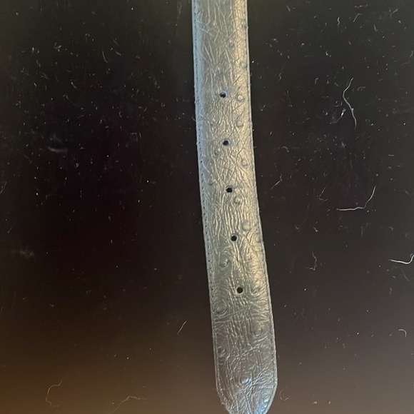 Made France Croute de Cuir Ostrich print interlocking metal gold circle design - Picture 7 of 10